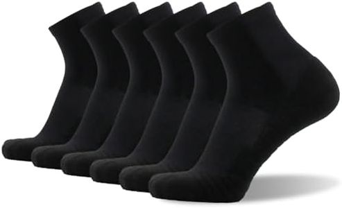 HUSO Trail Running Socks for Men Women, High Performance Cushion, Crew Cut, Arch Commpression Support, Seamless, No Odor Socks 6 Pairs, Black