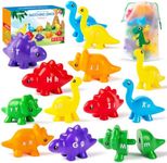 Dinosaur ABC Matching Letters Learning Toys for Toddlers, 26 PCS Double-Sided Fine Motor Toy, Alphabet Match Game for Kids, Preschool Educational Montessori Toys Gifts for Kids Boys Girls 3 4 5 6