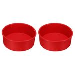 uxcell 2pcs Round Cake Pans, 6 Inch Silicone Cake Molds for Baking, Nonstick & Quick Release Circle Cake Pans for Layer Cake, Smash Cake and Cheese Cake Red