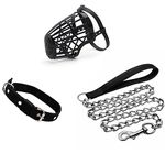 DRK Shopmart Dogs Muzzle/Mouth Cover Anti Biting Nylon Strap Muzzle Cum Mouth Cover, Leash Chain and Neck Belt Ideal for Aggressives Dogs