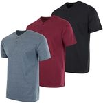 Real Essentials 3 Pack Big & Tall King Size Men’s Cotton Short Sleeve Henley T-Shirt Casual Shirts Lounge Active Athletic Workout Dry Fit Sleep Summer Sleep Pajama Workout Dry Fit- Set 1, 4X Tall