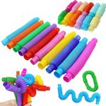 GWAWG 20 Pcs Colorful Sensory Stretch Decompression Pop Tubes Stress-Relieving Party Favor DIY Elastic Fun Stretch Tube for Children Adults to Reduce Anxiety