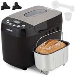 Arebos Bread Maker 1500 g, with 15 Programmes, 2 Dough Hooks, Timer, LCD Display, 3 Browning Levels and Bread Sizes, 850 W, Black