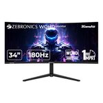 ZEBRONICS N34A 34"(86.4 cm) 1500R Curved Ultrawide Gaming Monitor, WQHD 3440x1440, 350Nits, 180Hz, 1ms MPRT, HDR10, 99% sRGB | 92% DCI-P3, Adaptive Sync, 2 x DP | 2 x HDMI | 1 x 3.5mm