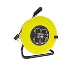 Extension Lead 50m Heavy Duty Cable Reel, 4 Socket Cord Reel UK Plug Socket with Thermal Cut-Out Protection 13A Fused Plug