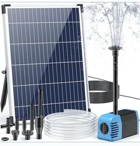 Biling Bomba solar para estanque, 12 W, 605 L/H, potencia de extracción, fuente solar con manguera de arroyo de 1,5 m, juego de agua, 5 m, longitud del cable, bombas solares para estanque, jardín