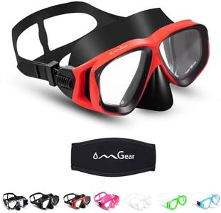 Children Dive Mask Two-Lens Swim Goggles with Nose UV Protection Recreation Tempered Glass Free Diving Goggles Snorkeling Mask (Red008)