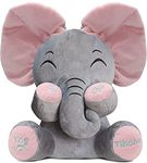 Tihoho Peek A Boo Elephant Talking Singing Elephant Plush Huggable Toy Baby Animated Elephant Plush Cute Toys Gift Stuffed Doll for Baby Tollders Kids Boys Girls Gift Adjust Sound (Pink)