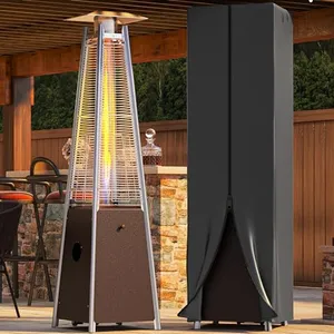 YITAHOME Patio Heater, 48,000 Btu Outdoor Pyramid Patio Heater, Quartz Glass Tube Propane Heater with Cover and Wheels for Patio, Backyard, Garden, Bronze