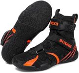 Mavonexa Kids Boxing Shoes Boys Girls Youth Wrestling Shoes Lightweight Breathable Fitness Training Powerlifting Sneakers (Black Red 4)