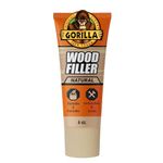 Gorilla High Performance Wood Filler, Stainable & Paintable, Shrink & Crack Resistant, Anchors Nails & Screws, Moldable, Sandable, Natural Color, 170g/6oz, Tube, (Pack of 1)