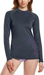 ATHLIO Women's UPF 50+ Rash Guard, Long Sleeve Surfing Swimsuit Top, UV/SPF Water Beach Swim Shirts AO-SFR22-CHC Small