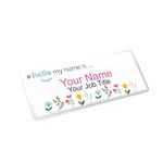 Badgemaster Hello My Name is Flowers Decorated Badge Premium Domed White White 76 x 32mm Doctor Student Nurse Clinical Practitioner Healthcare Assistant Medical Staff GP