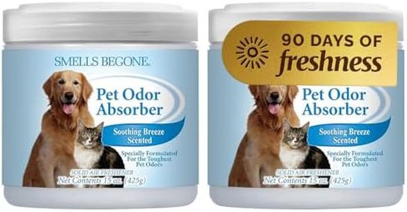 SMELLS BEGONE Air Freshener Pet Odor Absorber Gel - 15 oz, Pack of 2 - Absorbs and Eliminates Odor in Pet Areas, Bathrooms, Cars, & Boats - Made with Essential Oils - Soothing Breeze Scent
