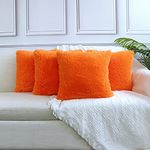 Sea Soft Lion Velvet Throw Pillow Case Cushion Cover Fashion Home Decorative Pillowcase （4-pack） (Orange)