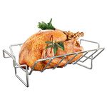 Turkey Roasting Rack for Smoker and Grill, Big Green Egg Parts,BBQ Rib Rack for Grilling and Smoking,Dual Purpose Stainless Steel Roast Rack for Large and XLarge Big Green Egg,Kamado Joe,Big Joe Etc