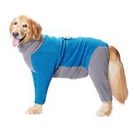 Dog Winter Warm Coats 4-Legs Fleece for Large Medium Dogs, High Collar Dog Cold Weather Coat Full Body Dog Snowsuit Comfort Windproof Dog Sweater (2XL, Blue)