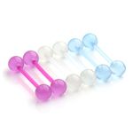 Ruifan 14G 16mm Glow in The Dark Flexible Acrylic Straight Tongue Nipple Ring Retainer Piercing, Bioplast