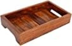 MFS Craft World Wooden Tray with Handles - Great for Dinner Trays, Tea Tray, bar Tray, Breakfast Tray, or Any Food Tray - Good for Parties or Bed Tray (10x6 inch)