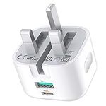 USB C Charger Plug Fast Charge, 20W Folding Type C and USB Wall Plug Foldable Power Adapter UK Fast Charging for iPhone 15/15 Pro/15 Pro Max/15 Plus/14/14 Pro/14 Pro Max/13/12/11,iPad,Samsung