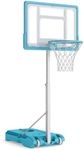 GYMAX Pool Basketball Hoop, Swimming Pool Basketball Game with Fillable Base, Anti-Rust Steel Frame, Height-Adjustable Portable Pool Basketball Net for Poolside, Kids & Adults