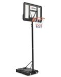 ZELUS Basketball Hoop Outdoor, 1.35 to 3.05 m Height Adjustable Basketball Hoop System with 46 cm Standard Rim, 110 cm Backboard & Weight Bag, Portable Basketball Hoop for Backyard Driveway Poolside