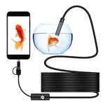 KZLYNN Waterproof Endoscope Camera Flexible Inspection 6 LED Borescope Camera with 5M Cable 5.5mm for Android,PC & Notebook, with Type C OTG (App USB Camera)