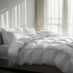 Serta Goose Down Comforter Queen Size- All Season Duvet Insert 100% Cotton Fabric 233 Thread Count Fluffy and Ultra-Soft Feather Down Comforter with Corner Loops.