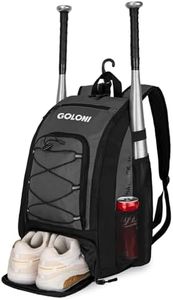Goloni 40L Baseball Bag, Softball Bat Bag with Shoes Compartment,External Helmet Holder and Fence Hook,Backpack for Baseball, T-Ball & Softball Equipment & Gear