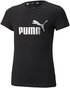 PUMA Girl's Essential + Logo Tee, Black, M