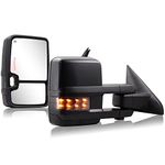 Towing Mirror Compatible with 2009-2018 Dodge Ram 1500 2500 3500 Tow Mirrors Power Adjusted Glass Heated with Turn Signal Light Puddle Lamp Temperature Sensor Extendable (Smoke lens)