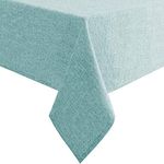 Hiasan Faux Linen Rectangle Tablecloth - Wrinkle and Stain Resistant Washable Tale Cloth for Kitchen Dining Room Holiday Table Cover for Party Dinner, Aqua, 30 x 60 Inch