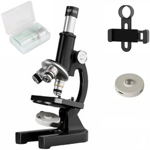 Microscope-200-4000X Magnification,Biological Educational Microscope for Students and Adults,with Phone Clip,Biological Specimen and Fill Light (black)