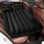 Toy Imagine Car Inflatable Bed with Air Pump & 2 Pillows Quick Inflatable Back Seat Bed Car Bed for Kids, Travel, Trip, Camping, Picnic, Pool & Beach Universal Fit (Black)