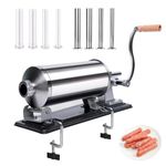 3L Sausage Stuffer Machine, Stainless Steel Sausage Maker with 8 Stuffing Tubes, Horizontal Meat Filling Kitchen Machine for Home & Commercial Kitchens