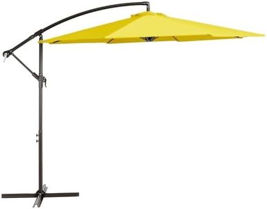 Bumblr Offset Umbrella 10ft Cantilever Hanging Patio Umbrella Large Outdoor Market Umbrellas with Crank & Cross Base UV Protected 8 Sturdy Ribs Sun Umbrella for Garden Lawn Deck Backyard Pool, Yellow