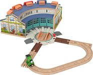 Fisher-Price Thomas & Friends Wooden Railway, Tidmouth Sheds Starter Train Set made from sustainably sourced wood for preschool kids 3 years and up