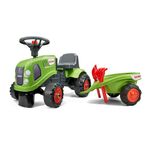 Falk Claas Tractor Ride-On with Trailer, from 12 Months, Made in France, Shovel and Rake Included-2 Styles, Customisable License Plate, 212C, Green