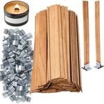 MadMedic Extra Thick Wood Wicks for Candles Making 0.75 x 5.12 inch Crackling Wooden Candle Wick 100 PCS Natural Wooden Wicks for Candlemaking Wide Candle Wicks with Candle Wick Holders Metal Base
