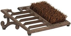 MyGift Dark Brown Cast Iron Heavy Duty Outdoor Entryway Doormat Shoe Scraper and Dirt Cleaner Brush with Angled Design and Boot Puller