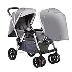 Double Stroller, Twin Baby Pram Stroller,Double Infant Stroller, Twin Stroller/Divided High Landscape Lightweight Folding Shock Absorber Sit and Stand (Color : /Gray)