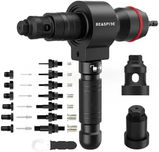 Beaspire Cordless Drill Electric Rivet Gun Adapter, 2-in-1 Rivet Nut Adapter Kit with 7 Metric Mandrels, and 6 Sizes of Rivet Heads, 65Pcs Assorted Rivet Nuts, Carrying Case