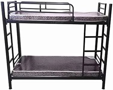 s k grill art Twin Over Twin Bunk Bed for Adults Without Mattress Wrought Iron Frame Powder Coated (Black, 2.5 x 6 Feet)