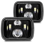 DOT 110W 5x7 Led Headlights H6054 7x6 Inch Led Sealed Beam Headlamp with High Low Beam Compatible with Jeep Cherokee XJ Comanche MJ YJ GMC Savana Safari Ford Replacement H5054 6052 6053 Black-2 Pcs