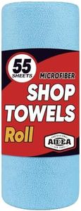 AIDEA Shop Towels 55 Sheets Blue Shop Rags Washable Microfiber Cleaning Cloth, Microfiber Towels for Cars, Cleaning Rags Reusable Paper Towels for Automotive, Mechanic, Workshops, House, Kitchen-11×9"