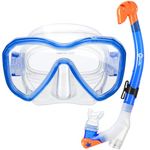 Dorlle Kids Snorkel Set Snorkel Mask with Premium Dry Snorkel and Anti-Fog Anti-Leak Diving Goggles Snorkeling Packages Professional Snorkel Set for Children Kid(Blue)