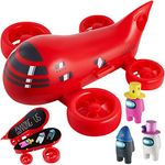 P.M.I. Exclusive Among Us Toys Set | Red Airship & 3 Unique Collectibles | Featuring Pink Crewmate in Muenster Hat | Perfect for Kids & Fans