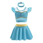 NEWEPIE Jasmine Princess 3-Piece Tankini Swimsuits for Baby Girls Swimwear Swimming Bikini Set 5-6T