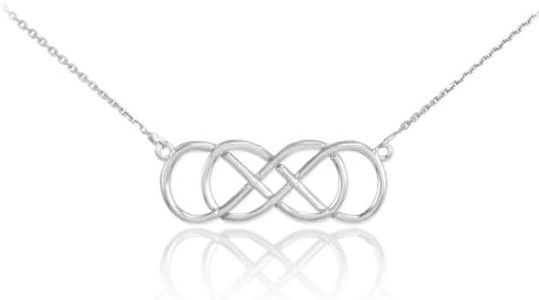 925 Sterling Silver Double Infinity Pendant Necklace, Metal