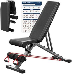 SpoxFit Adjustable Weight Bench, Full Body Workout Bench for Home Gym, Multi-Purpose Small Lightweight Bench Set with Exercise Accessories, 5 Sec Quick Folding Bench, Super Easy Assembly